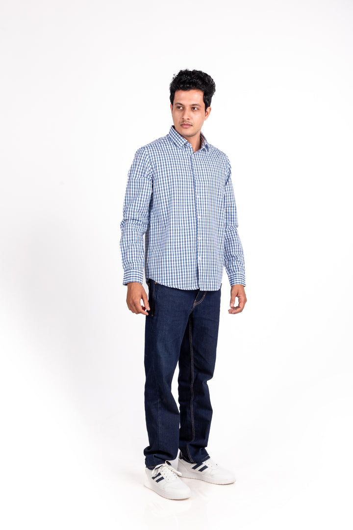 Cerulean Blue Checked Shirt