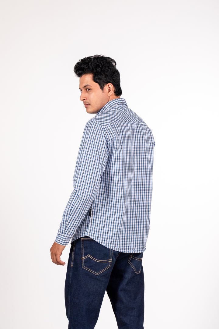 Cerulean Blue Checked Shirt